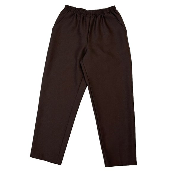 Classic Elements Petite Womens 4P Brown Elastic Waist Casual Pants Front Pockets - Picture 1 of 9